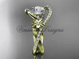 14k yellow gold diamond unique engagement ring, ADLR369 - Vinsiena Designs
