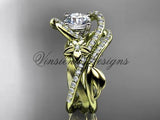 14k yellow gold diamond unique engagement set "Forever One" Moissanite ADLR369S - Vinsiena Designs