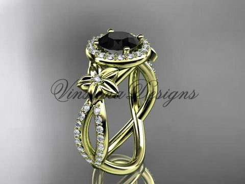 14k yellow gold diamond unique engagement ring, Enhanced Black Diamond ADLR374 - Vinsiena Designs