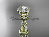 14k yellow gold diamond unique engagement ring, wedding ring ADLR374 - Vinsiena Designs