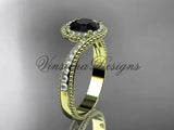 14k yellow gold halo diamond engagement ring, Enhanced Black Diamond ADLR379 - Vinsiena Designs