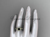 14k yellow gold halo diamond engagement ring, Enhanced Black Diamond ADLR379 - Vinsiena Designs