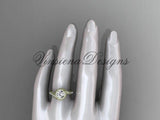 14k yellow gold halo diamond engagement ring, "Forever One" Moissanite ADLR379 - Vinsiena Designs