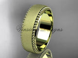 14k yellow gold matte finish classic wedding band, engagement ring ADLR380G - Vinsiena Designs
