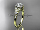 14k yellow gold unique engagement ring, wedding ring with a Moissanite ADLR387 - Vinsiena Designs