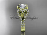 14k yellow heart engagement ring, wedding ring, "Forever One" Moissanite ADER395 - Vinsiena Designs