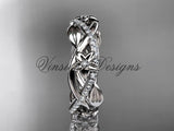 14kt white gold diamond leaf and flower wedding band, engagement ring ADLR403B - Vinsiena Designs
