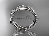 14kt white gold diamond leaf and flower wedding band, engagement ring ADLR403B - Vinsiena Designs