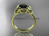 14k yellow gold engagement ring, butterfly ring, enhanced Black Diamond ADLR514 - Vinsiena Designs